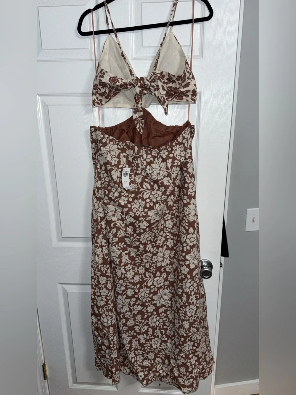 Abercrombie & Fitch Brown and Cream Floral Cutout Maxi Dress